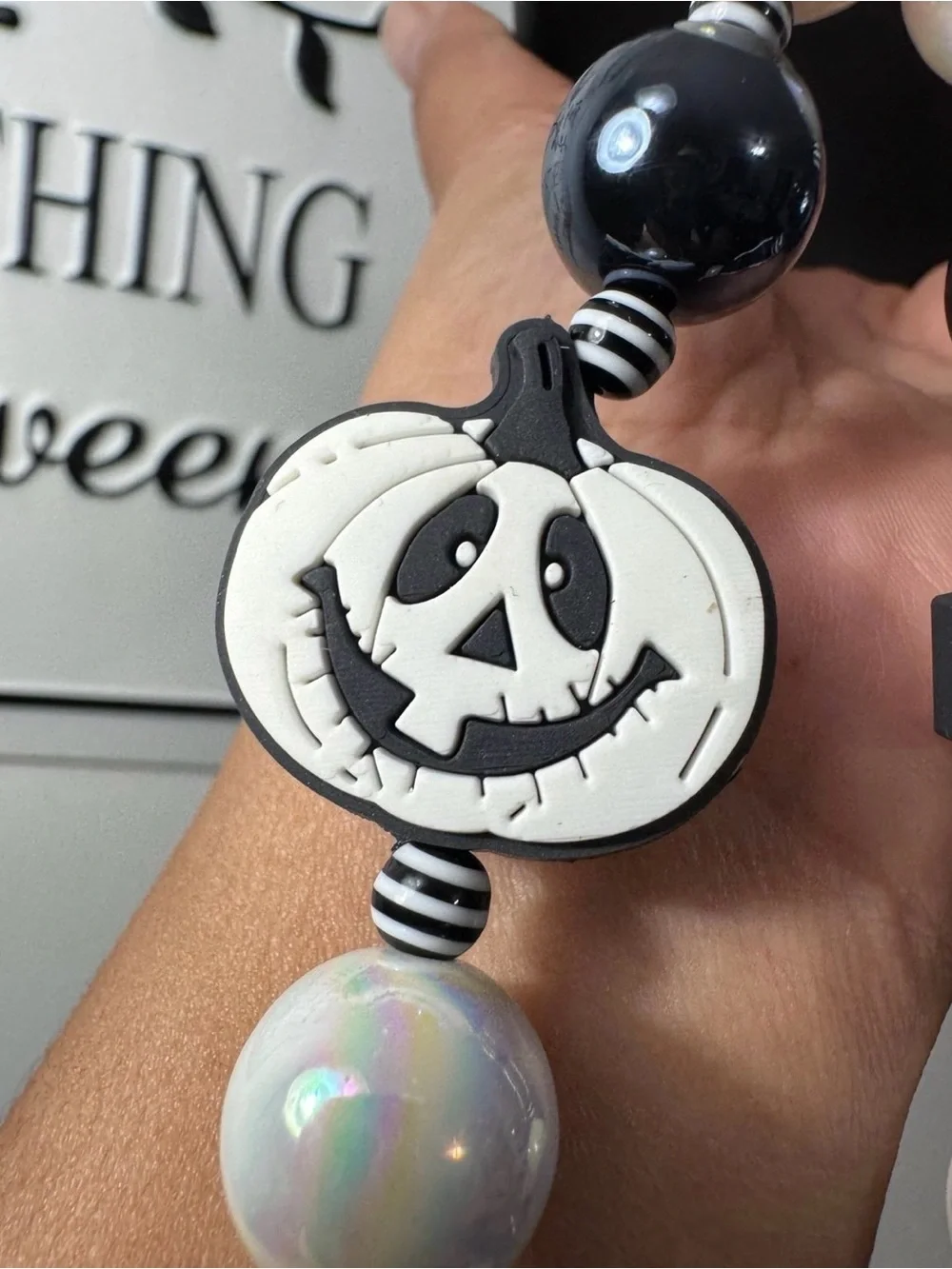 Halloween Pumpkin and Cross Charm Phone/Key/Bag Chain #P569